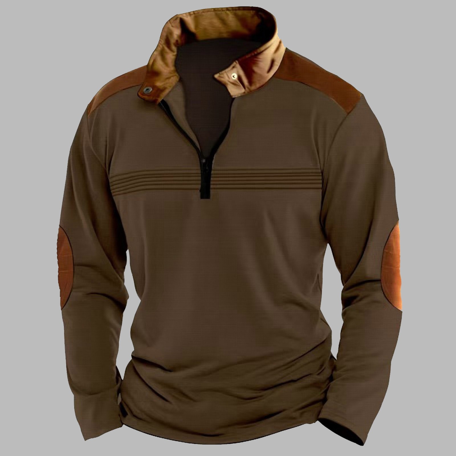thumbnail image 2 of Sudadera con cremallera para hombre para otoño-invierno: cuello alto, sin capucha, poliéster, ligera, informal/para hacer ejercicio, tallas S-XXXL, 2 of 6